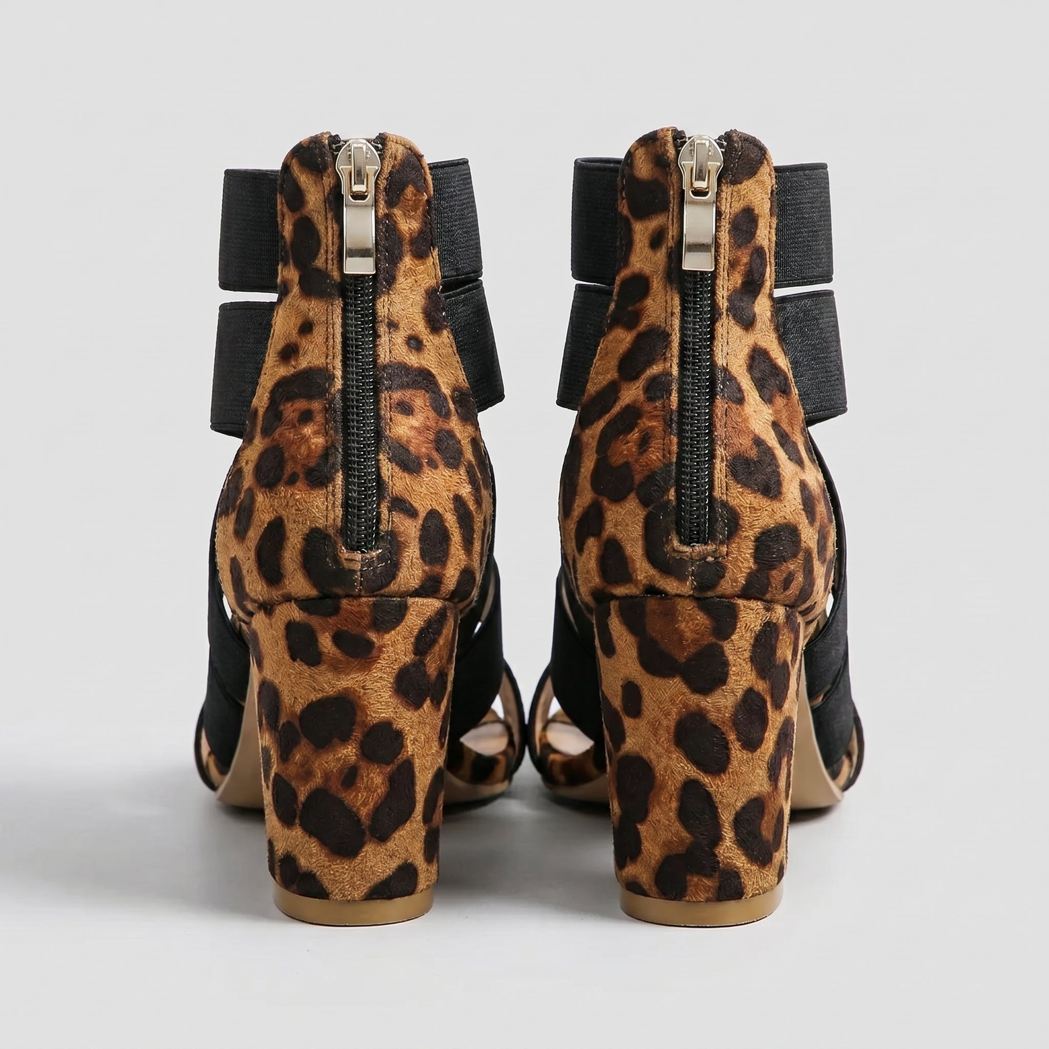 Chaussures à talons hauts épais, imprimé léopard