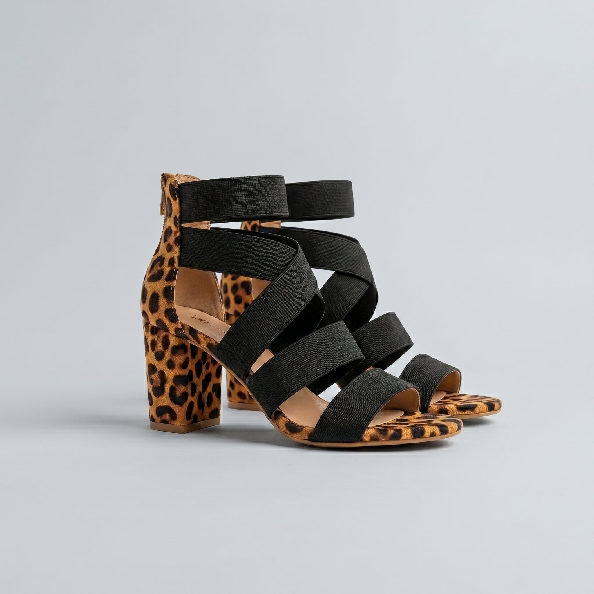 Chaussures à talons hauts épais, imprimé léopard