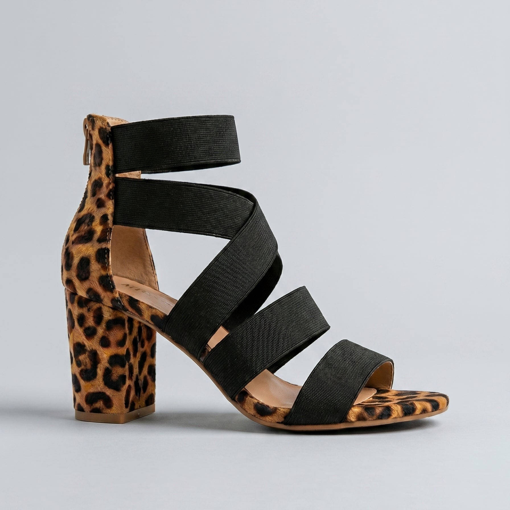 Chaussures à talons hauts épais, imprimé léopard